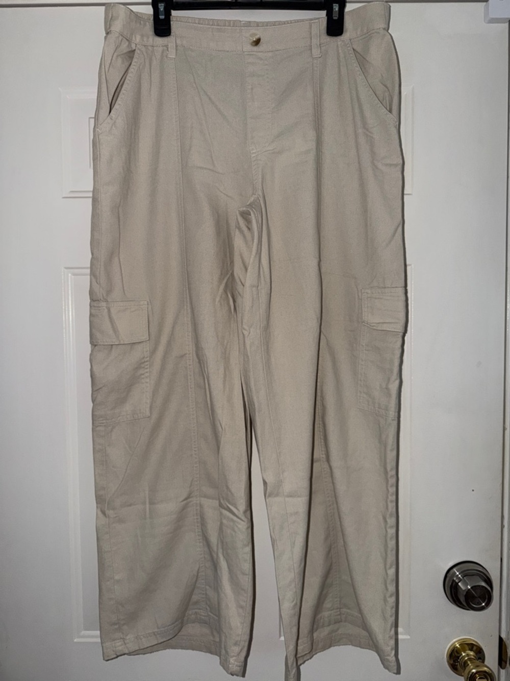 Womens Beige Linen Blend Cargo Pants. Sz XL‎